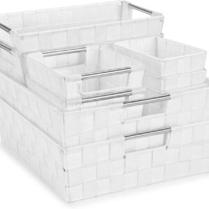 AUCT 20470 - Sorbus Baskets for Organizing, Woven Storage Set (9 Piece Set, White)