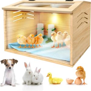 AUCT 22302 - Chicken Brooder Box for Chicks & Quail with 3 Absorbent Pads, Feeder and Waterer - Adjusta