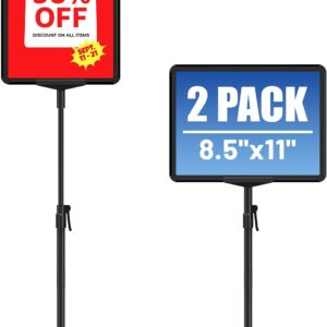 AUCT 22309 - Sign Holder Stand 8.5 x 11, Adjustable Poster Stand for Table Top & Floor, Signage Display