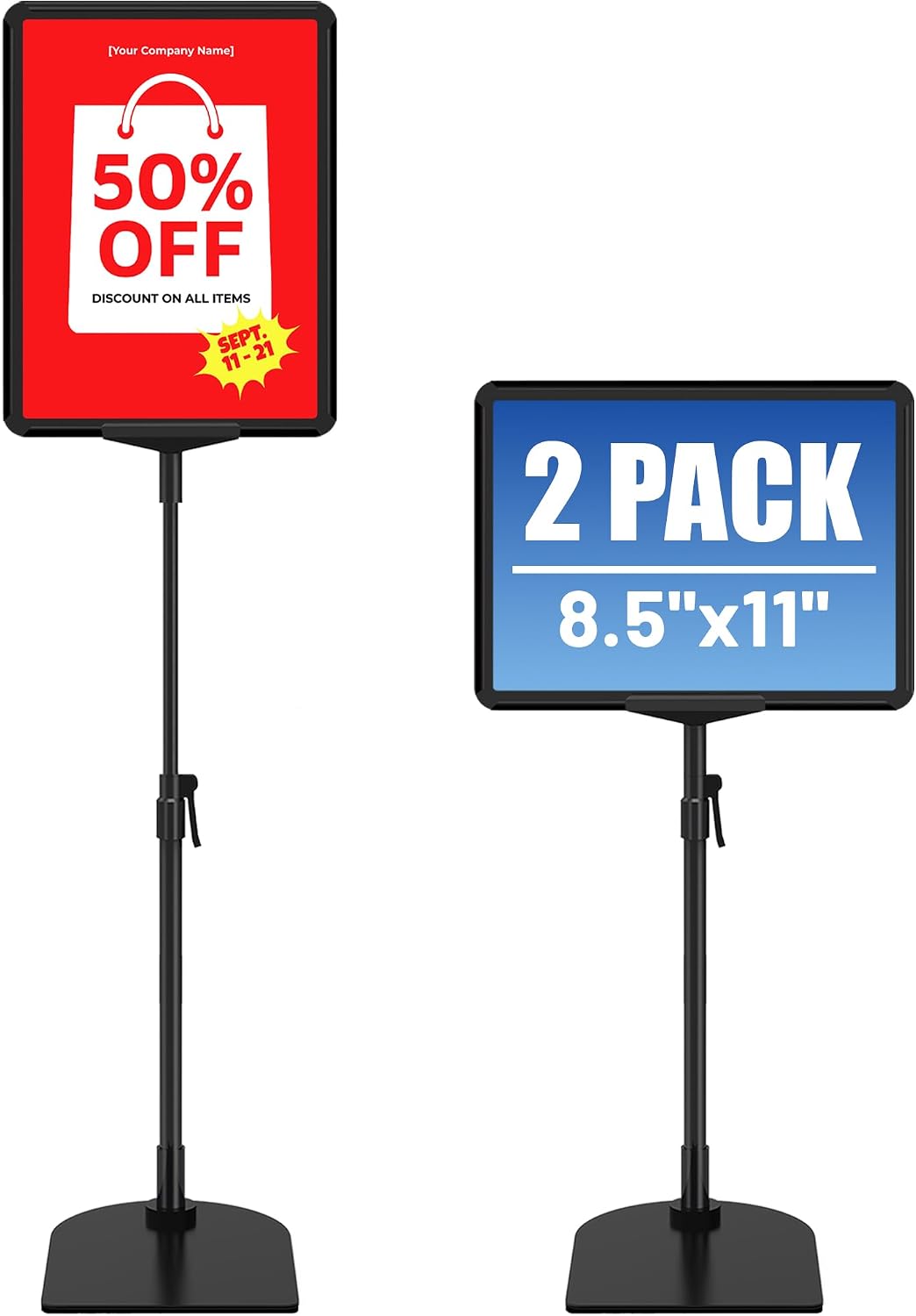 AUCT 22309 - Sign Holder Stand 8.5 x 11, Adjustable Poster Stand for Table Top & Floor, Signage Display