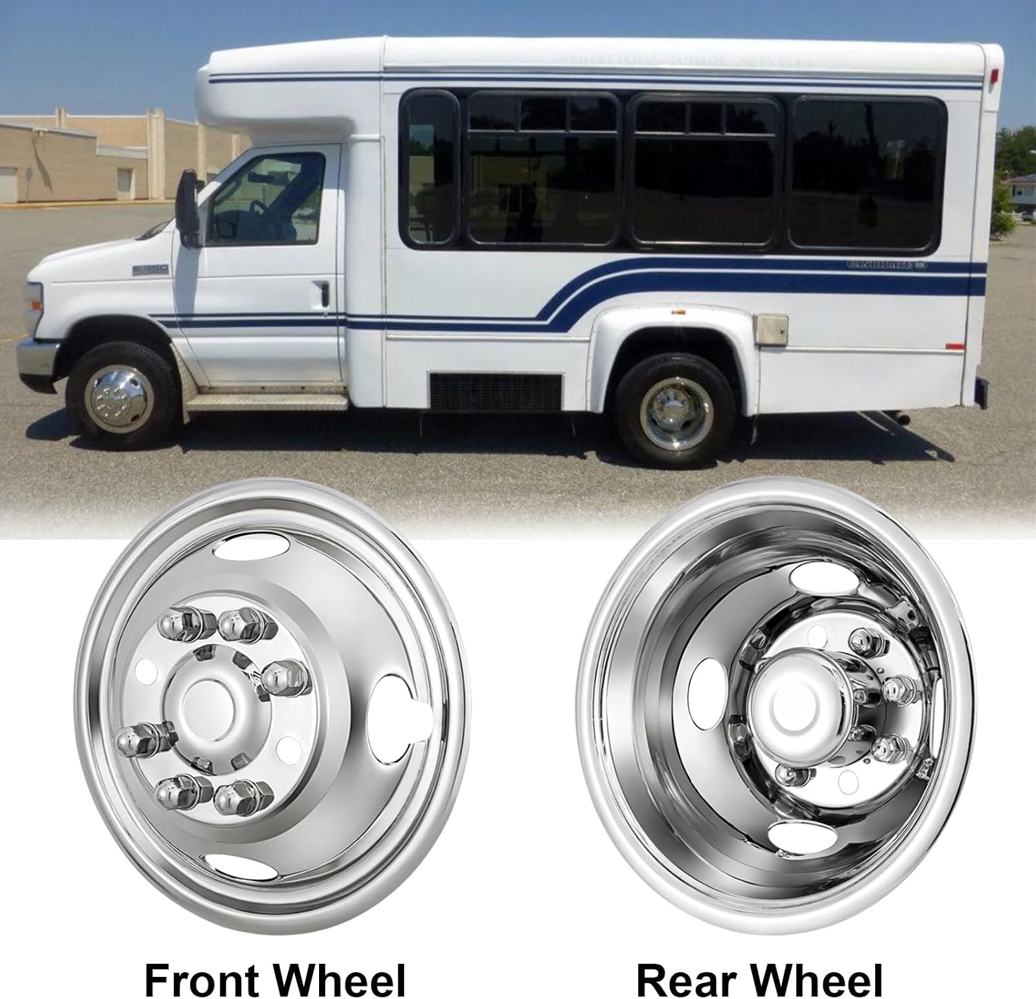AUCT 20648 - $250 CIRONBOW 16" 8 Lug Wheel Simulators,Stainless Steel,with Bolt Kit Fit for Pick-up Tru - Image 2