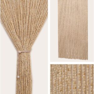 AUCT 20993 - $73 90 Strands Beaded Curtain for Doorways -35.5"x79"- Handmade Natural Beaded Curtains Bo