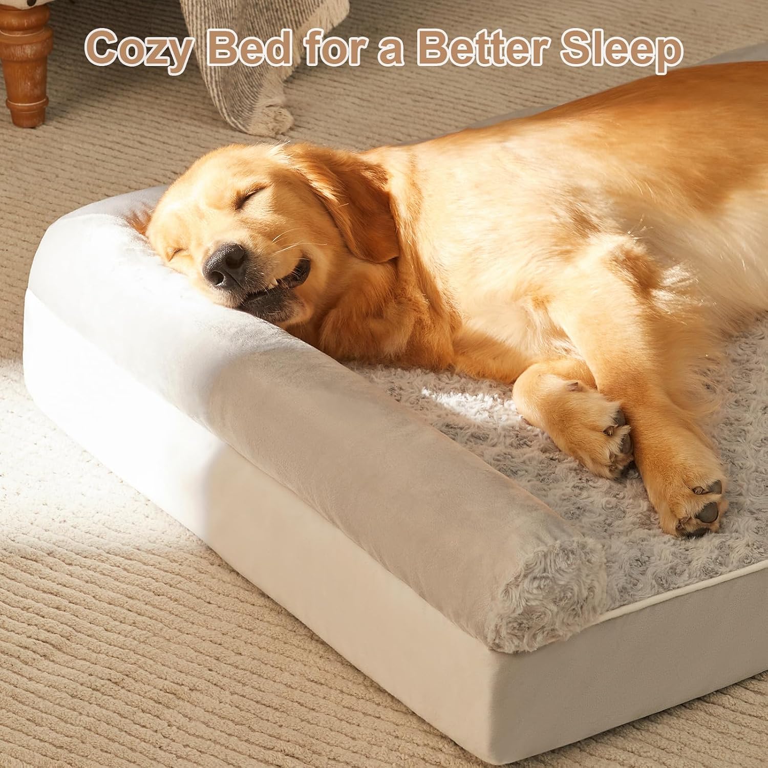 AUCT 21054 - BFPETHOME Orthopedic Washable Large Dog Bed for Senior Dog Comfy Sleep - Image 3