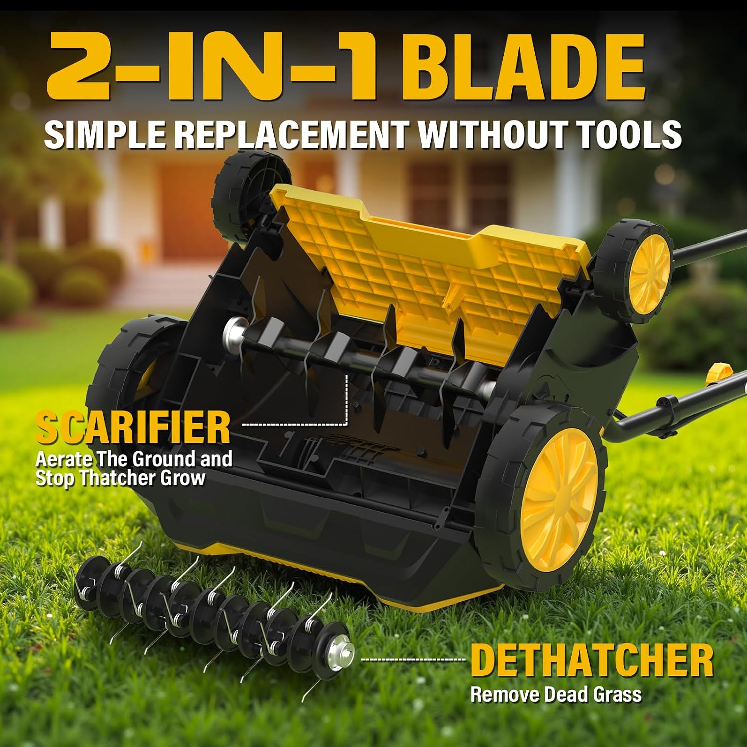 AUCT 22299 - $90 ZEGJAW Electric Dethatcher and Scarifier 2-in-1, 13-inch 12Amp Lawn Dethatcher, 4-Posi - Image 4