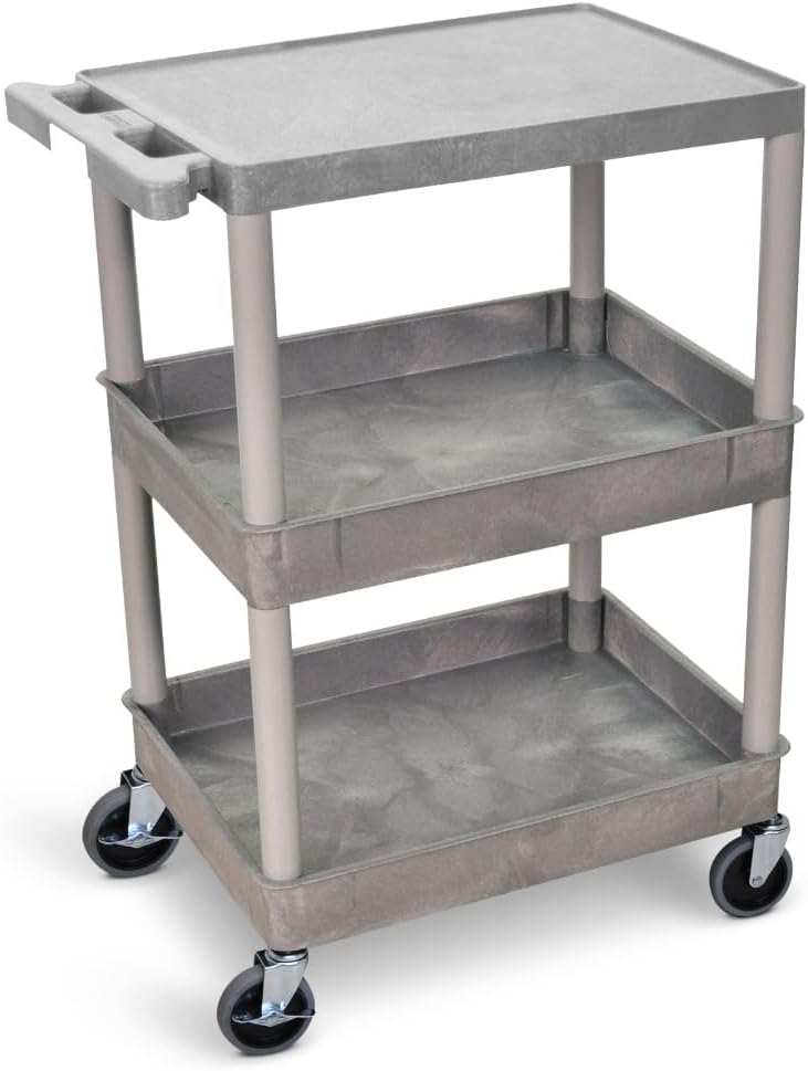 AUCT 20672 - $159 Classroom Basics STC211-G 3-Shelf Utility Cart with Flat Top and Tub Shelves, 24" W x - Image 2