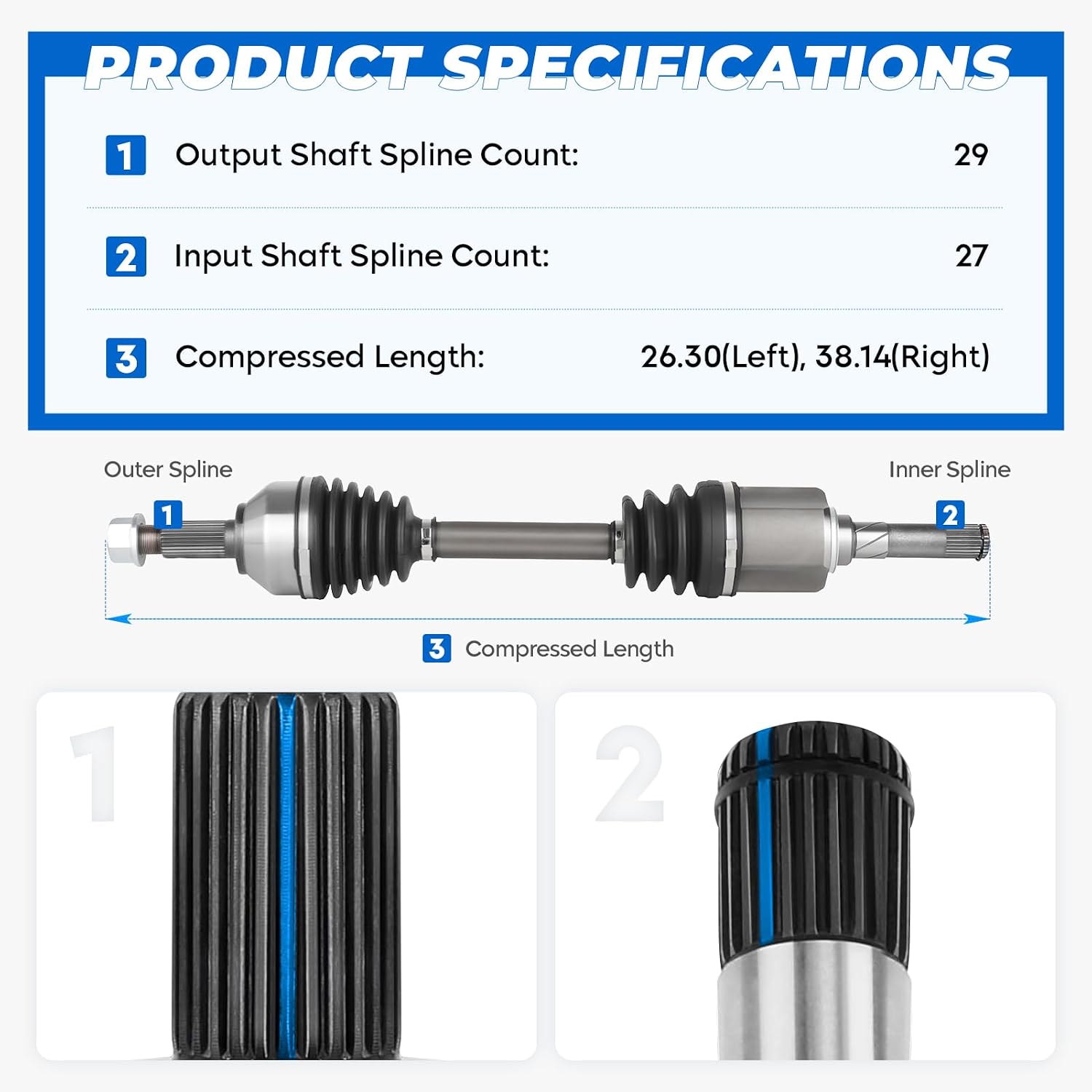 AUCT 22057 - $139 TadaMark Front Left & Right CV Axle Shaft Assembly for AWD Only - Image 3