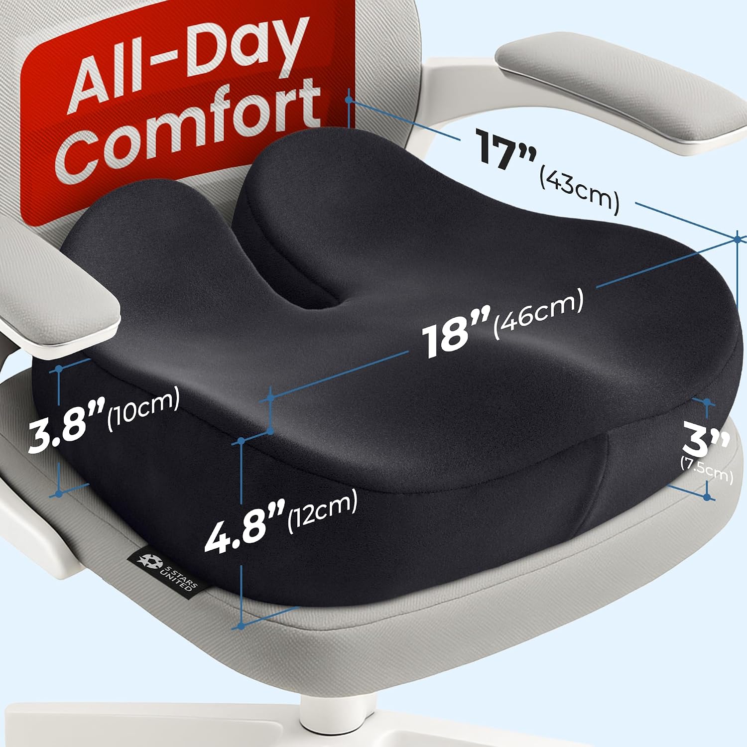 AUCT 20796 - $55 5 STARS UNITED Seat Cushion - Memory Foam Chair Cushion for Tailbone Pain Relief - Erg - Image 2