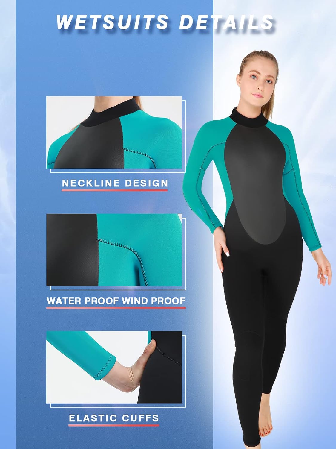 AUCT 21832 - $133 Mens Womens Wetsuit 5/4mm Neoprene Scuba Diving Long Sleeve Back Zipper Thermal Wet S - Image 3