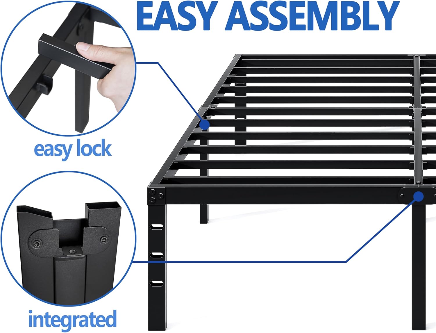 AUCT 20898 - $61 NEW JETO Metal Bed Frame,Queen Size Bed Frame with Storage Space,12 Inch - Image 4
