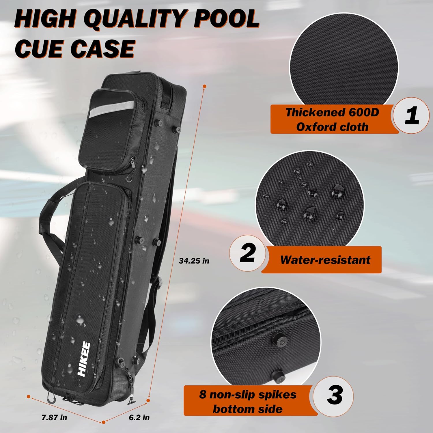 AUCT 22181 - $66 Hikeen Premium Pool Cue Case,4 X 4 Pool Stick Case with Soft Velvet Lining Holds 4 But - Image 3
