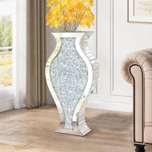 AUCT 22673 - $99 27" Tall Crushed Diamond Floor Vase, Fish-Shaped Silver Large Vases for Decor Living R