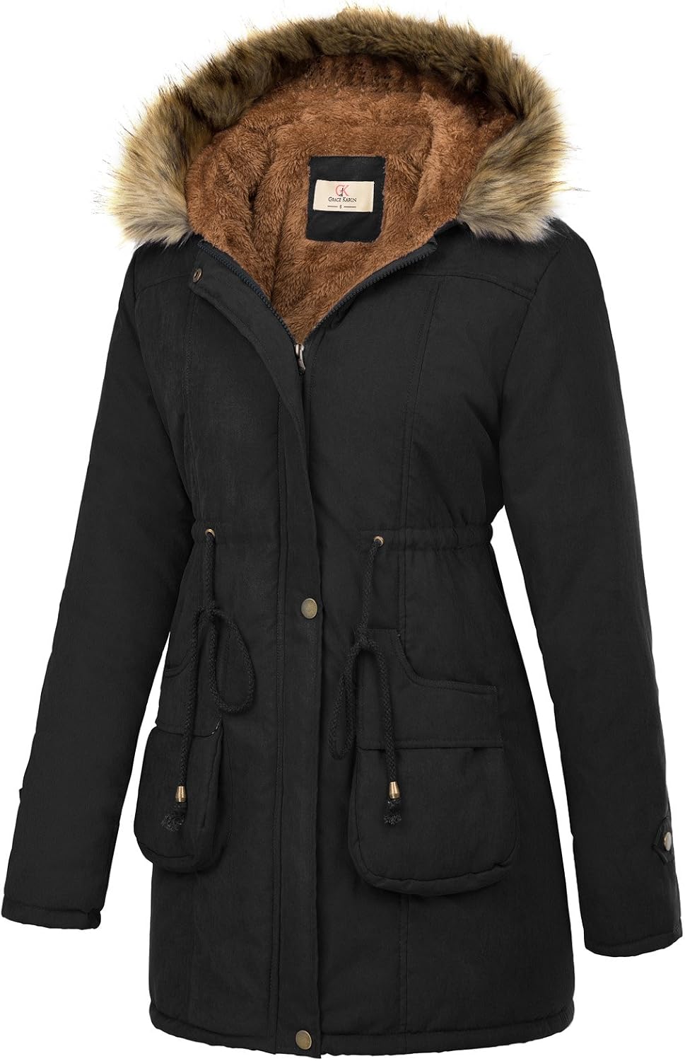AUCT 20280 - $90 GRACE KARIN Women's Winter Coats Fleece Parkas Anoraks Hooded Military Jacket Coats - Image 3