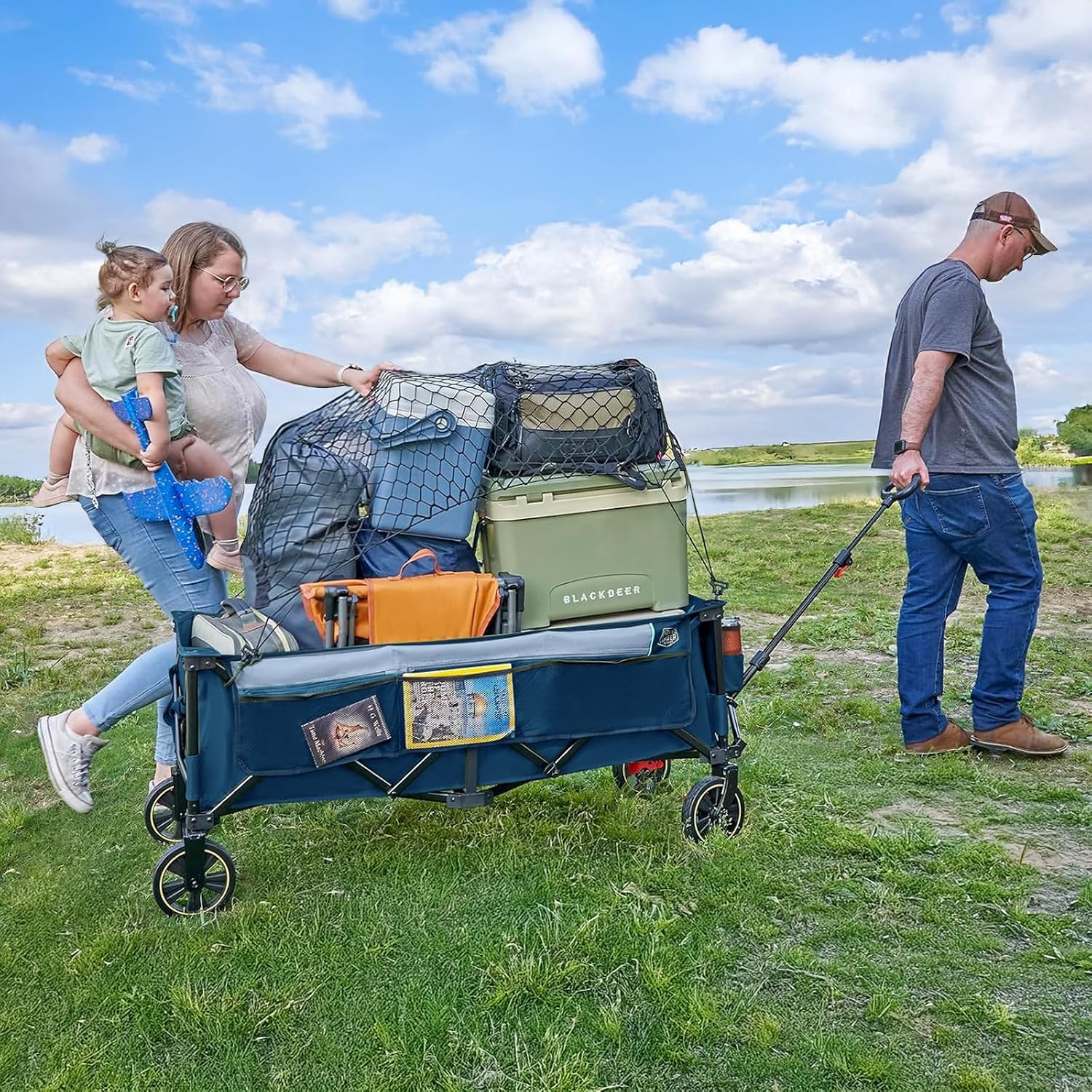 AUCT 22530 - $85 Timber Ridge 51.2' Extended Collapsible Wagons Carts Foldable - Image 3