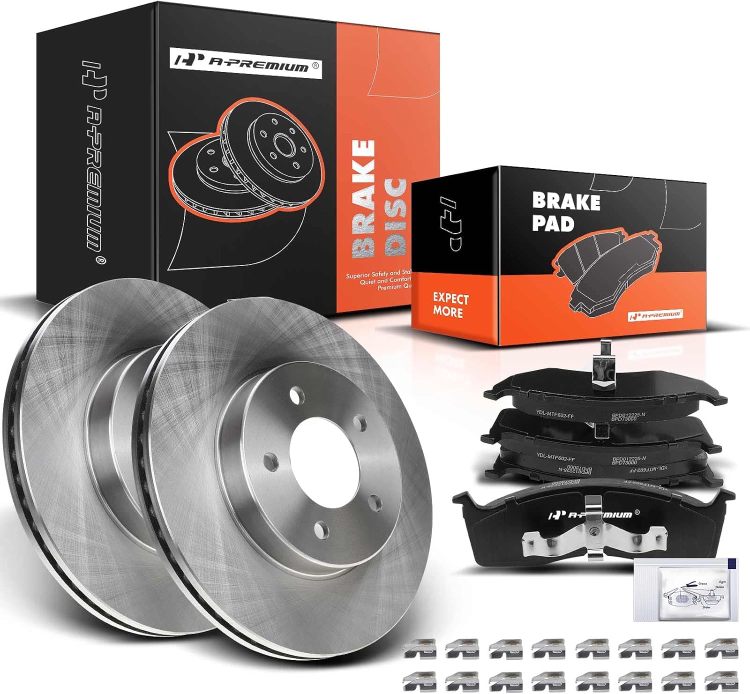 AUCT 20234 - $94 A-Premium 11.69 In (297mm) Front Vented Brake Rotors and Ceramic Pads Kit