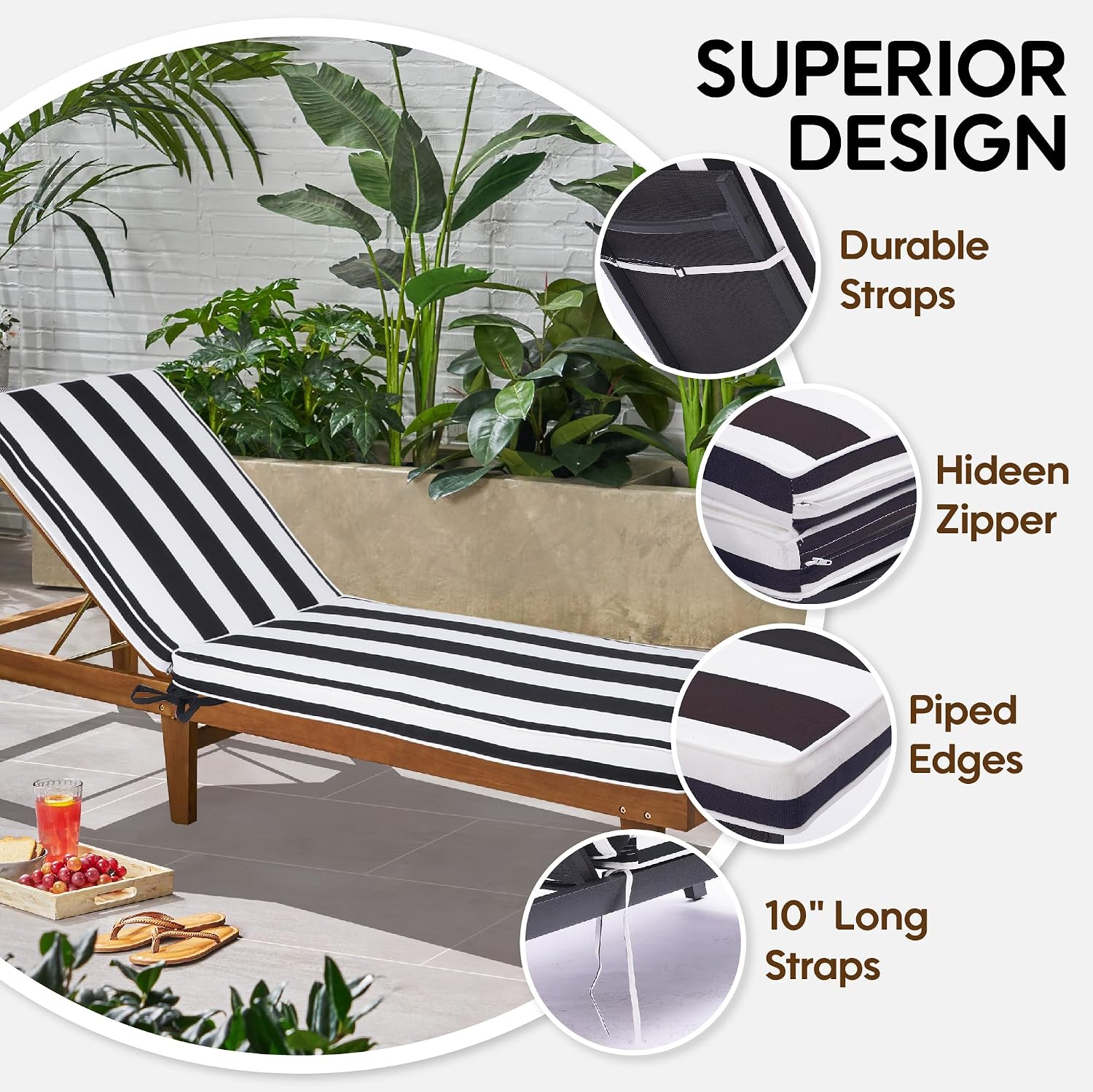 AUCT 21523 - $149 Only choice Chaise Lounge Cushions Outdoor, Fade & Water Resistant Patio Lounge Chair - Image 3
