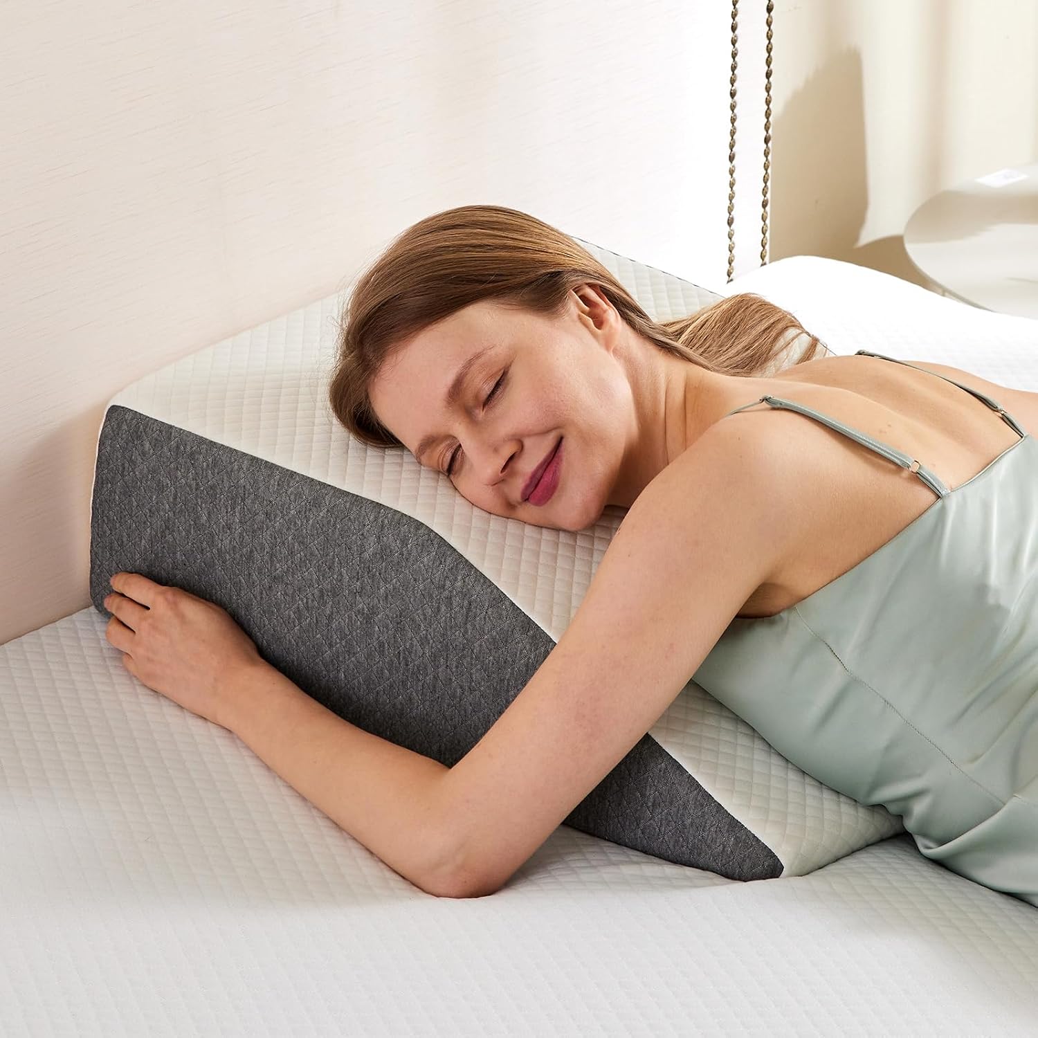 AUCT 20487 - Sweetcrispy 7 Inch Wedge Pillow, Sleep Apnea Pillow, Neck Support