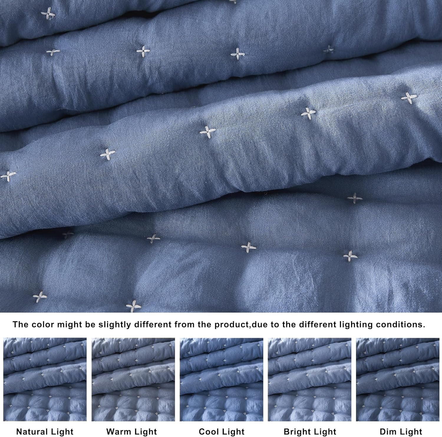 AUCT 21306 - WDCOZY Cloud Soft Quilt Set, King Size, Blue, 3 Pieces 104x90 inches - Image 2