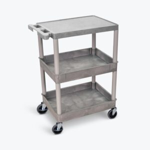 AUCT 20672 - $159 Classroom Basics STC211-G 3-Shelf Utility Cart with Flat Top and Tub Shelves, 24" W x