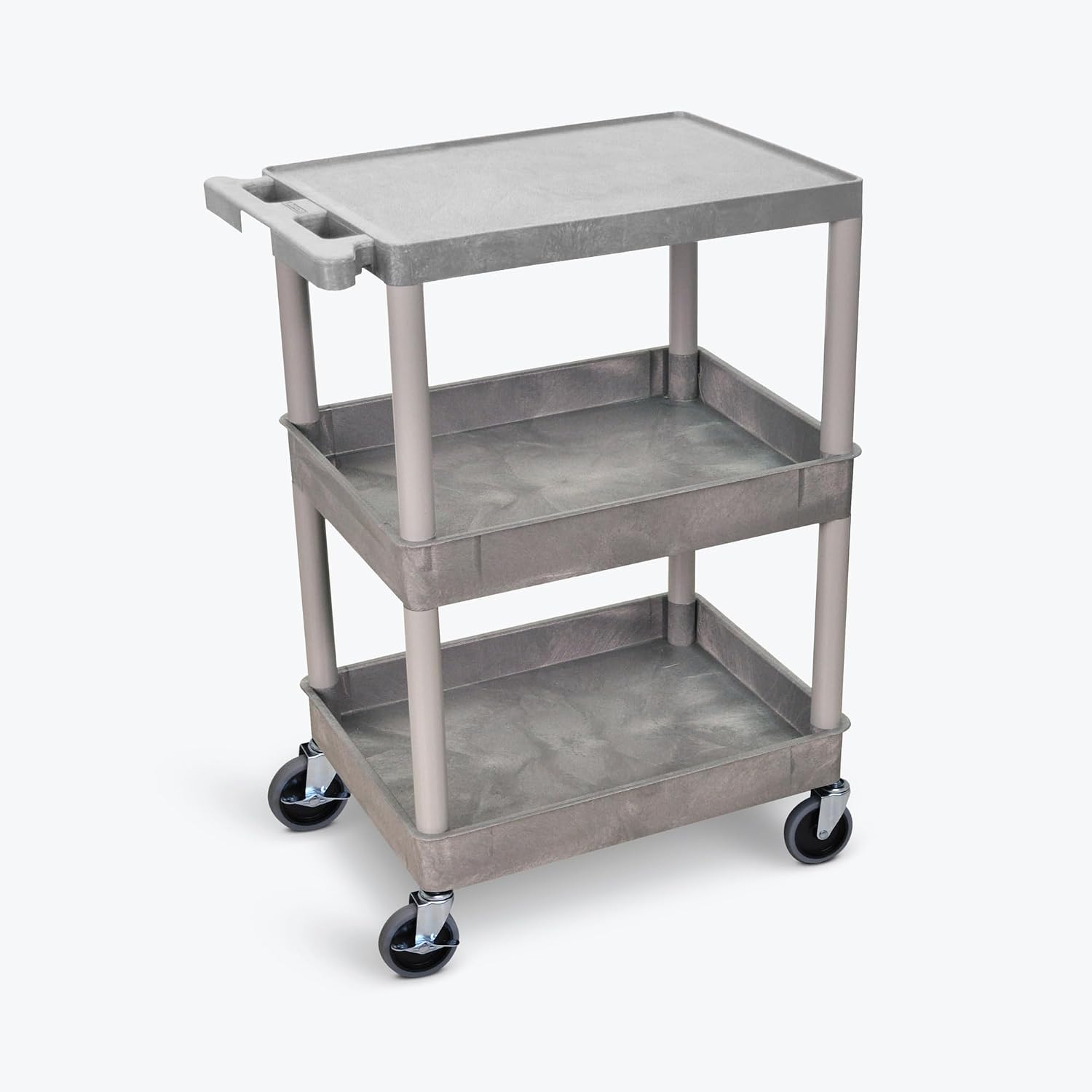 AUCT 20672 - $159 Classroom Basics STC211-G 3-Shelf Utility Cart with Flat Top and Tub Shelves, 24" W x