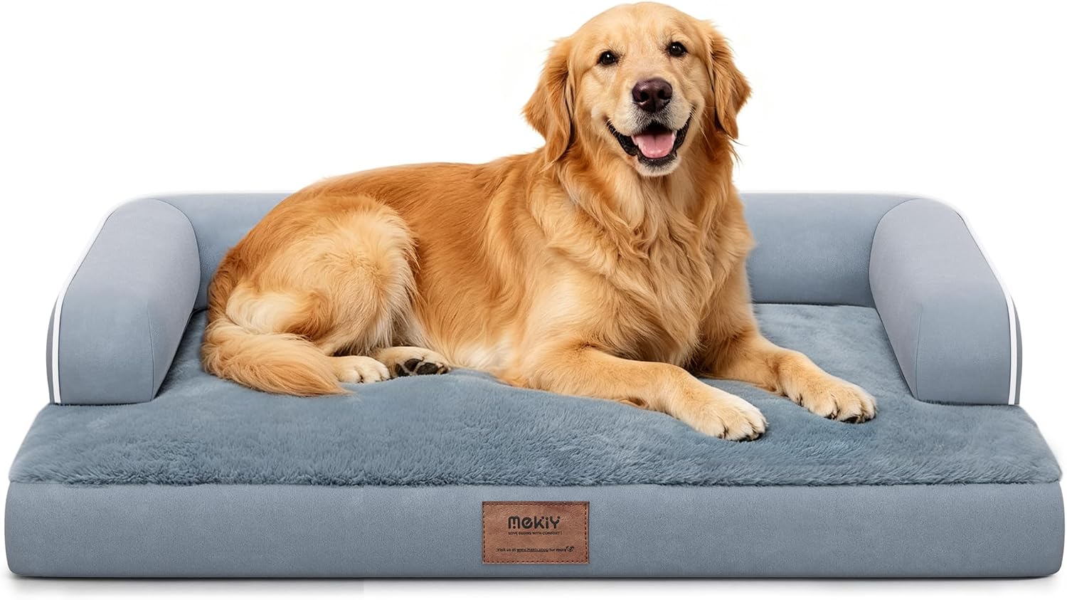 AUCT 21120 - MEKIY Orthopedic Washable Dog Bed with Bolster for Medium to Large Dogs