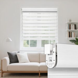AUCT 22658 - $76 Grandekor No Drill Cordless Zebra Blinds, Dual Layer Light Filtering Day & Night Rolle