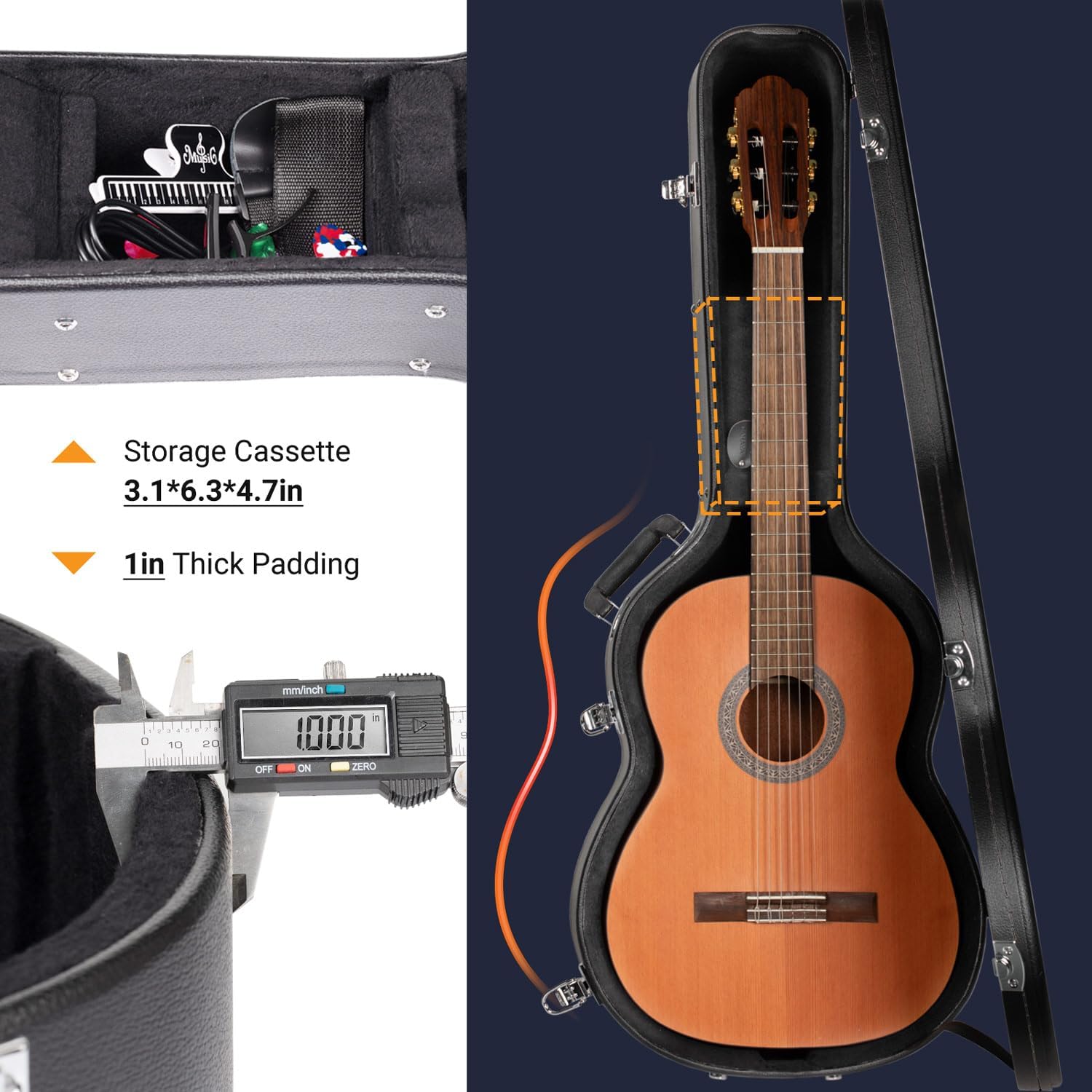 AUCT 20899 - CAHAYA Guitar Cases Hard Shell Wood Case for Classical Guitars 39 Inch with Key Anti-shock - Image 3