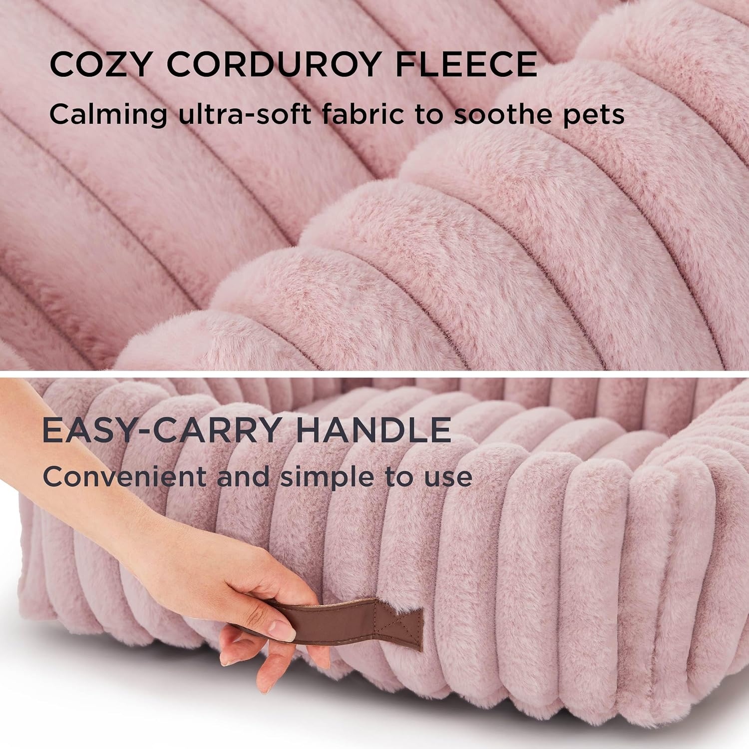 AUCT 20909 - $51 Bedsure ComfyFleece Dog Bed Medium Large Size Dog Washable 30in Blush Pink - Image 3