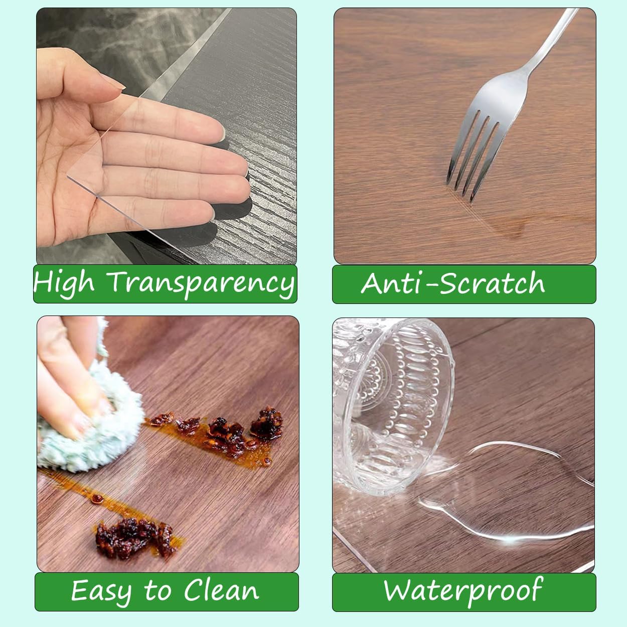 AUCT 21753 - Kasepie 42 X 42 Inch Clear Table Cover Protector,1.5mm Thick Plastic Table Cover, Clear Pl - Image 4