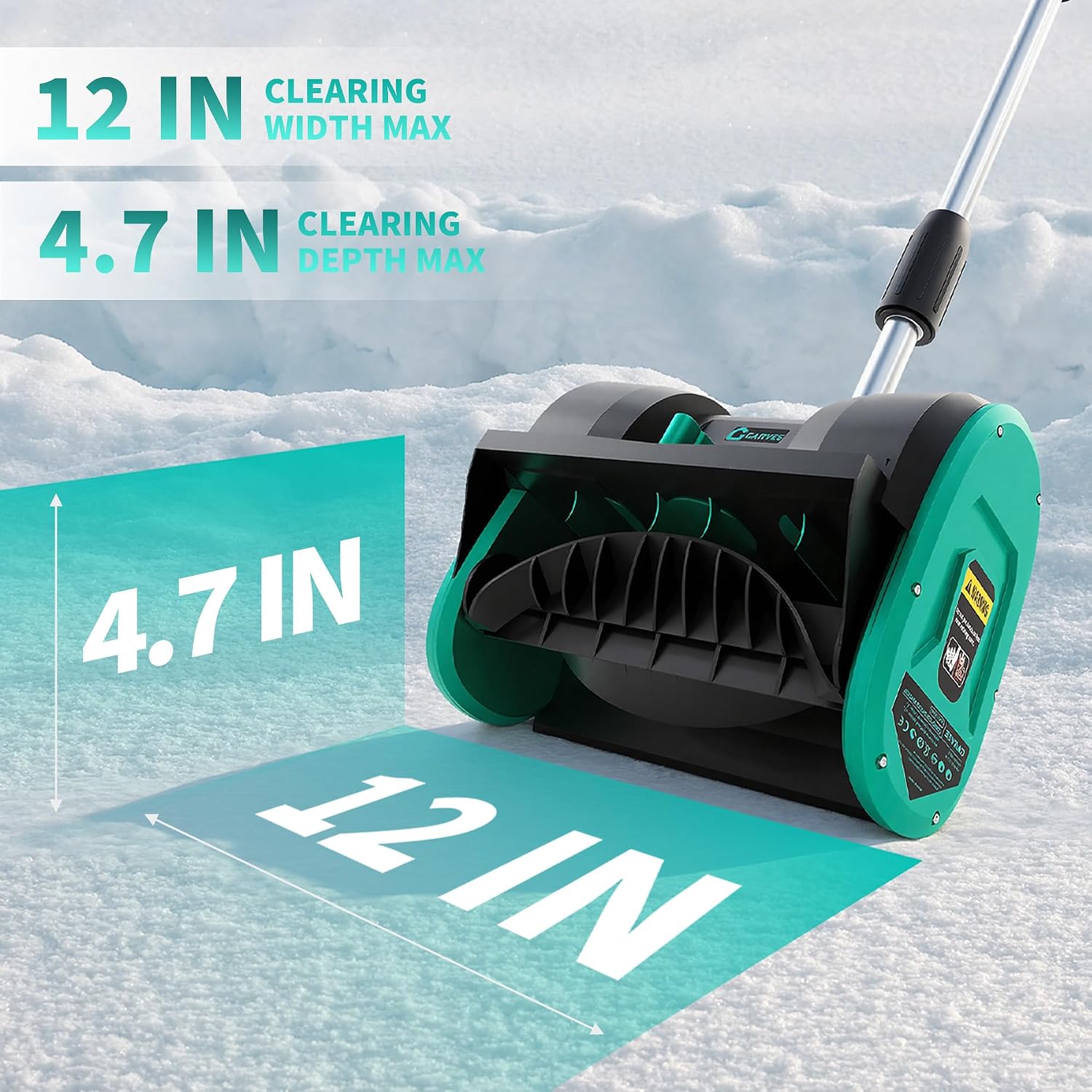 AUCT 20677 - $144 Garvee 12" Cordless Snow Shovel - Snow Shovel for Driveway, 16.5 ft Snow Throwing Dis - Image 3