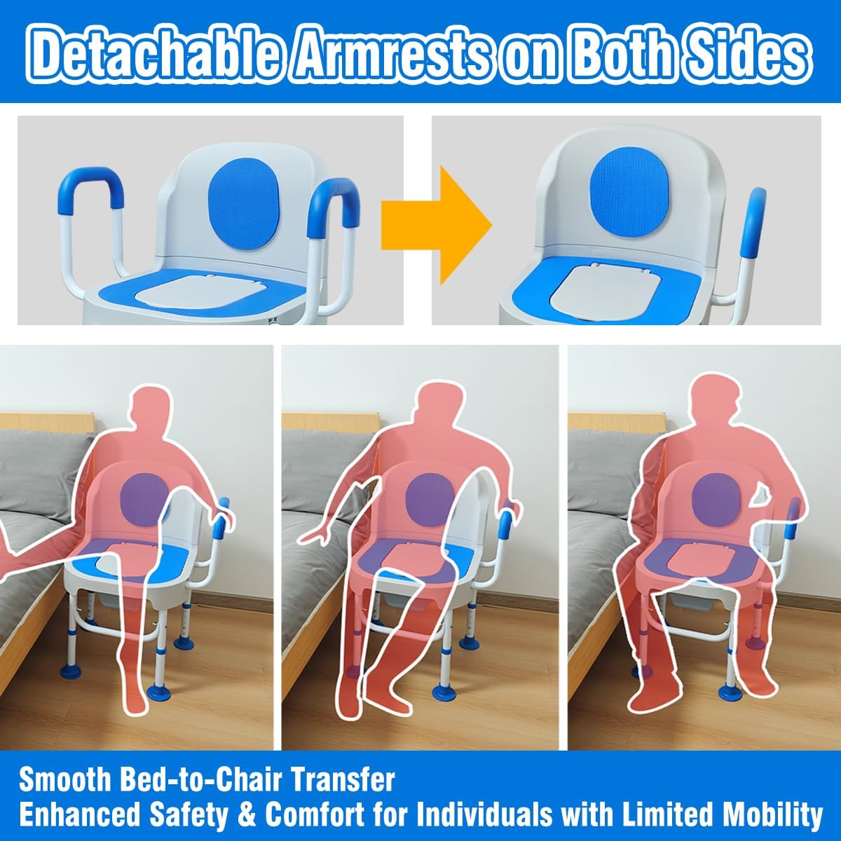 AUCT 20216 - $90 Lumizone Bedside Commode Portable Toilet Chair for Elderly 220lbs Capacity - Image 2