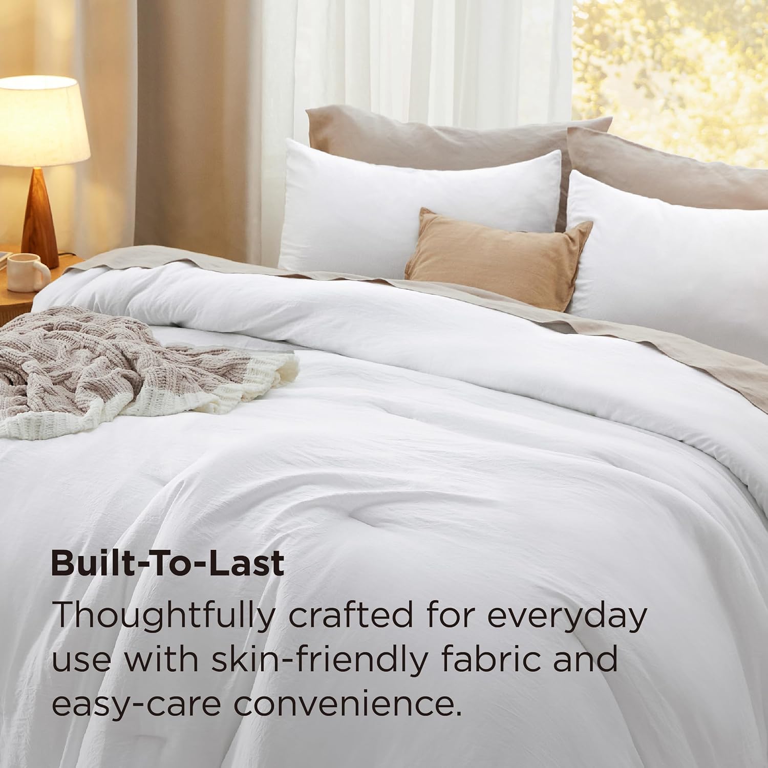 AUCT 20912 - $80 Bedsure Oversized King Comforter Prewashed Bedding Set 3Pcs White 120"x98" - Image 3