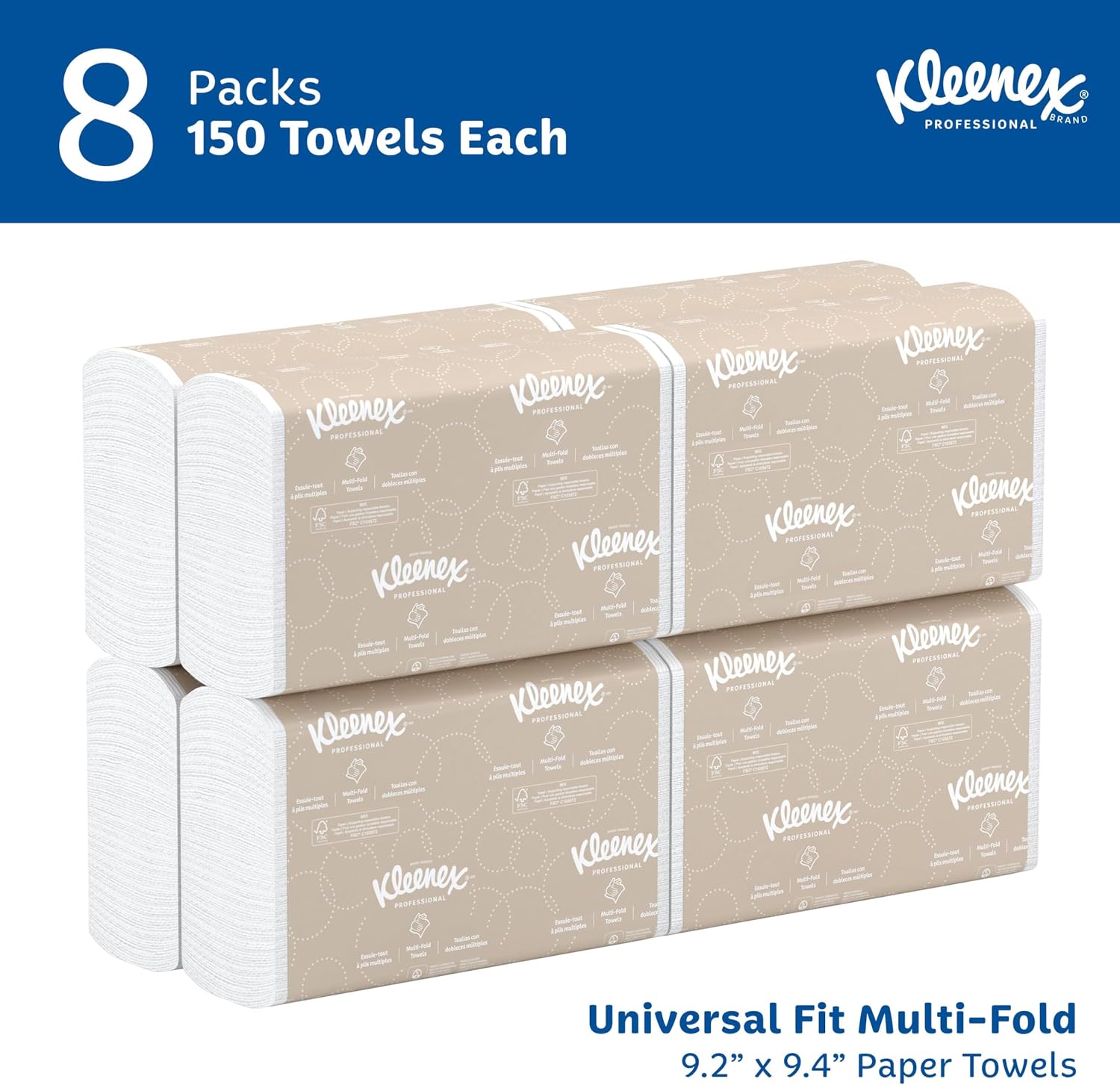 AUCT 21812 - Kleenex Professional Multifold Paper Towels, Bulk, 8 x 150 Sheets (02046) - Image 2