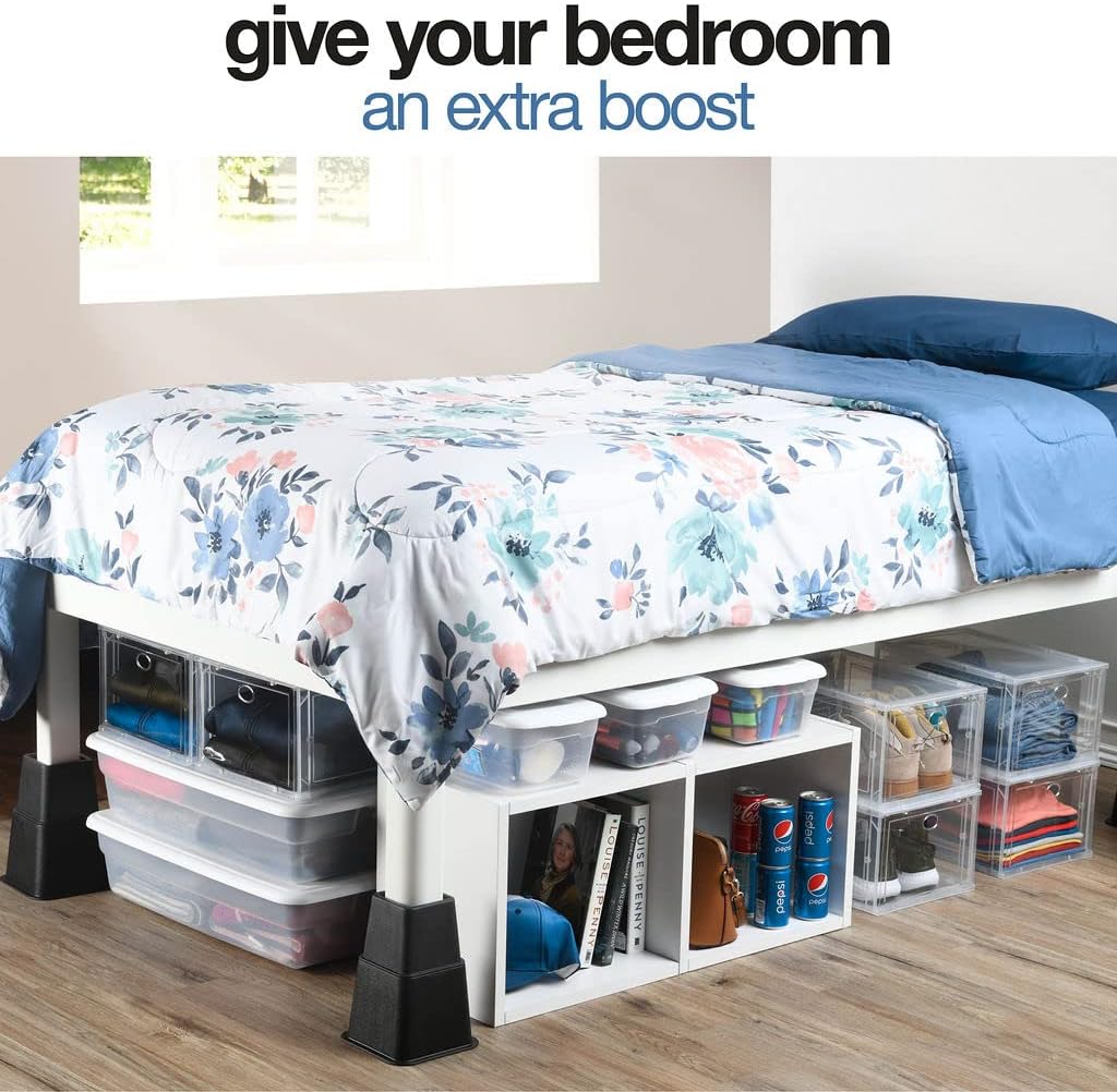 AUCT 21191 - Home It Adjustable Bed Risers - Elevation in 3, 5 or 8 Inch - Heavy Duty Stackable Furnitu - Image 4