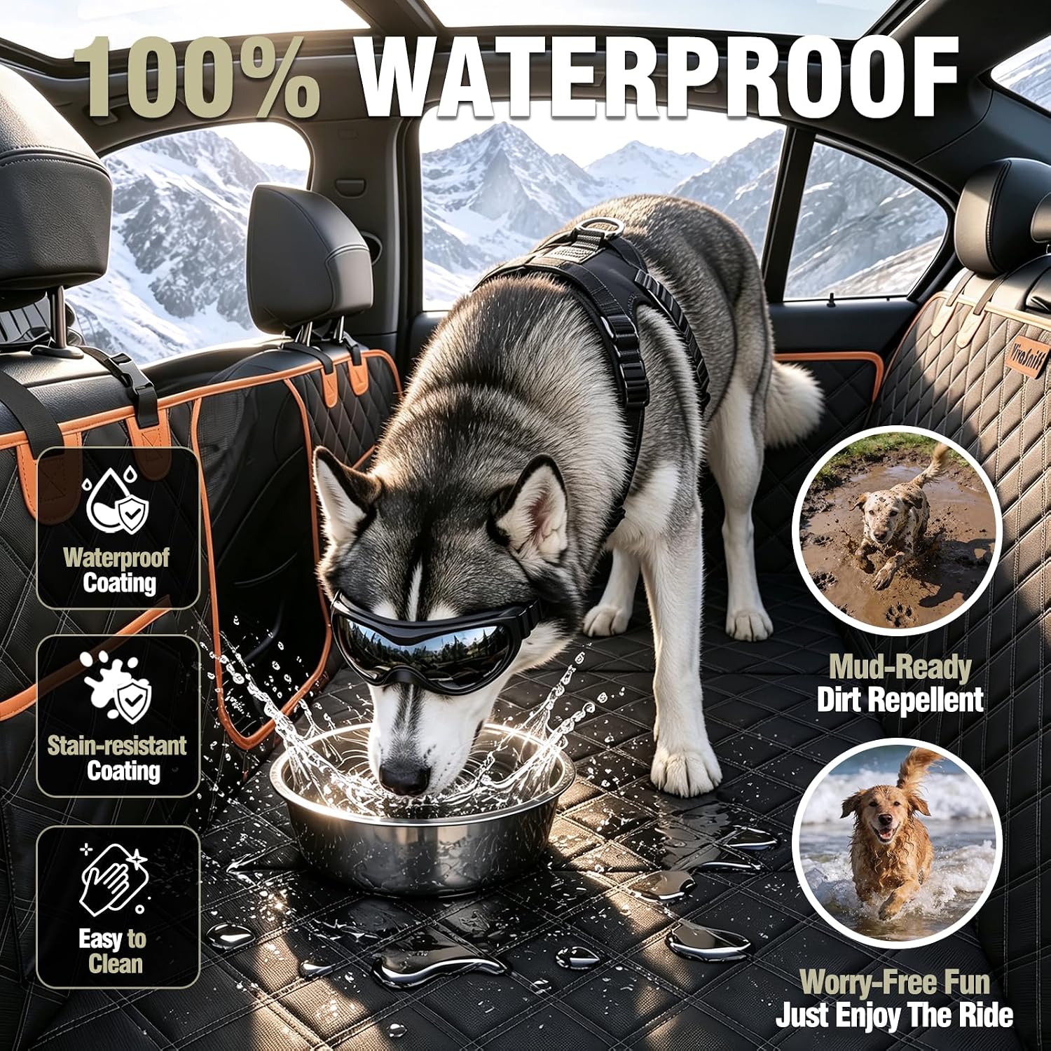 AUCT 20943 - $120 Hard Bottom Car Seat Cover for Dogs, Back Seat Extender for Pets - Image 4