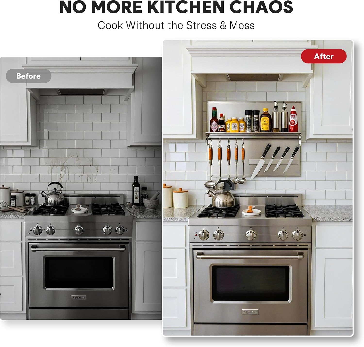 AUCT 22590 - $120 Wilprep Range Backsplash, 24"x30" Stainless Steel Backsplash with Storage Shelf & Mag - Image 4