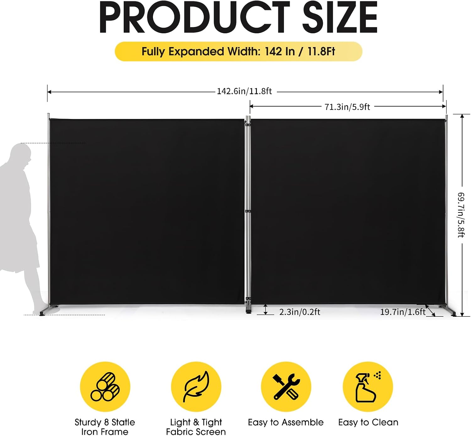 AUCT 20438 - $74 Rantila 2 Large Panels Room Divider,Portable Office Divider,Convenient Movable,Folding - Image 2