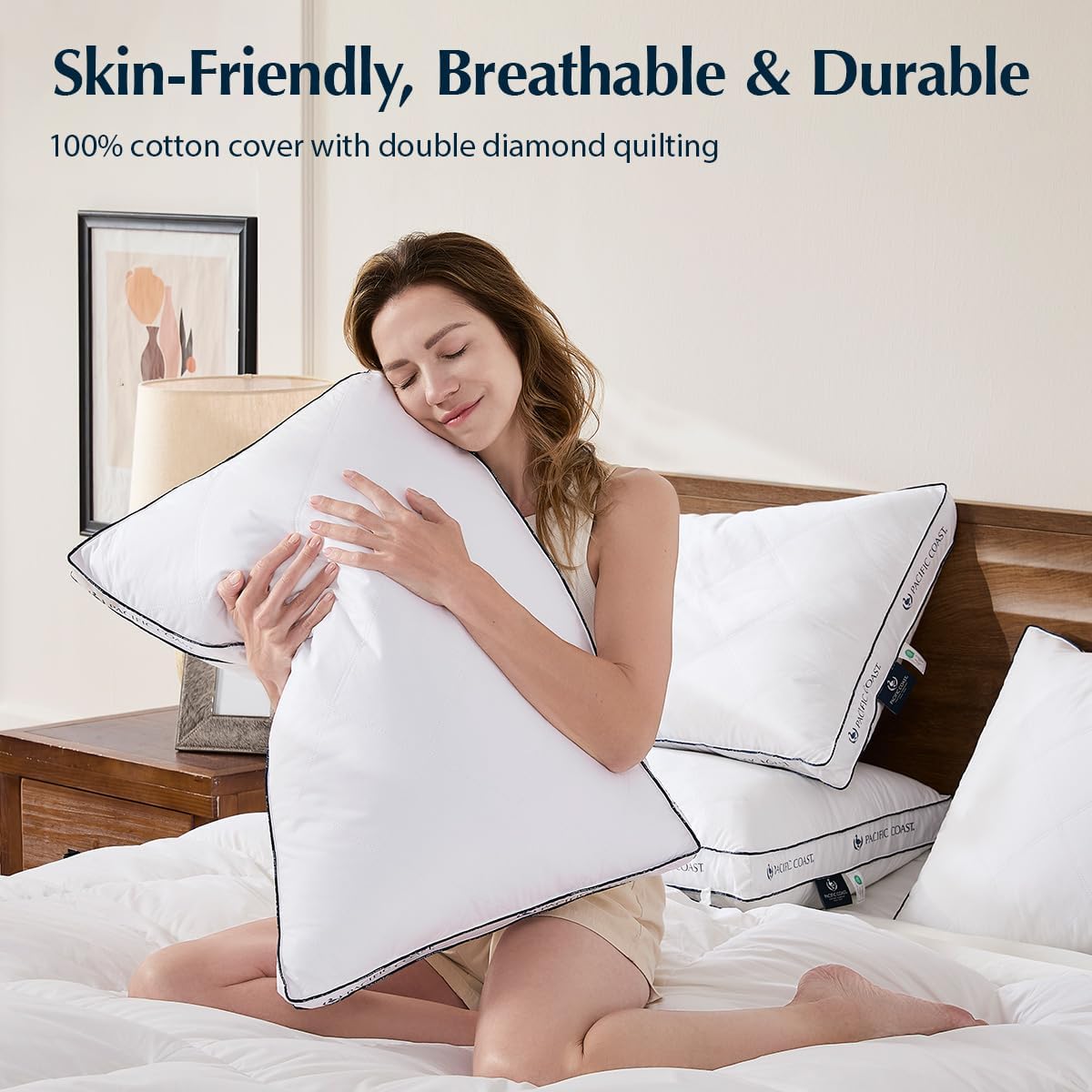 AUCT 21507 - $90 Pacific Coast Goose Feather and Down Firm Pillows King Size Set of 2, Bed Pillows for - Image 3