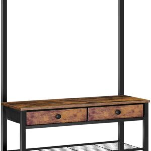 AUCT 21629 - $90 HOOBRO Hall Tree, Entryway Coat and Shoe Rack, 2 Fabric Drawers, Hall Tree with Bench,
