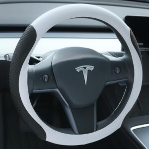 AUCT 21858 - Uxcer Nappa Leather Steering Wheel Cover Compatible with Tesla Model 3/Y 2016-2025 2026 Ju