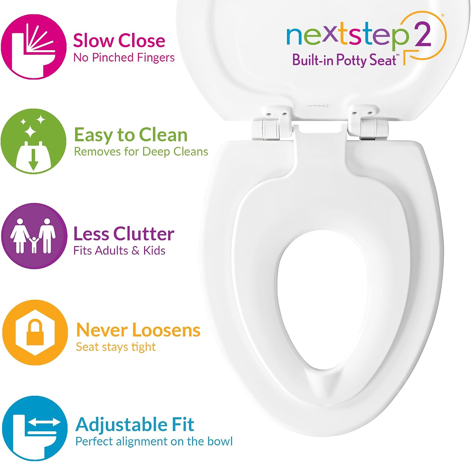AUCT 22512 - Mayfair NextStep2 Toilet Seat with Built-In Potty Training Seat, Slow-Close, Removable tha - Image 2