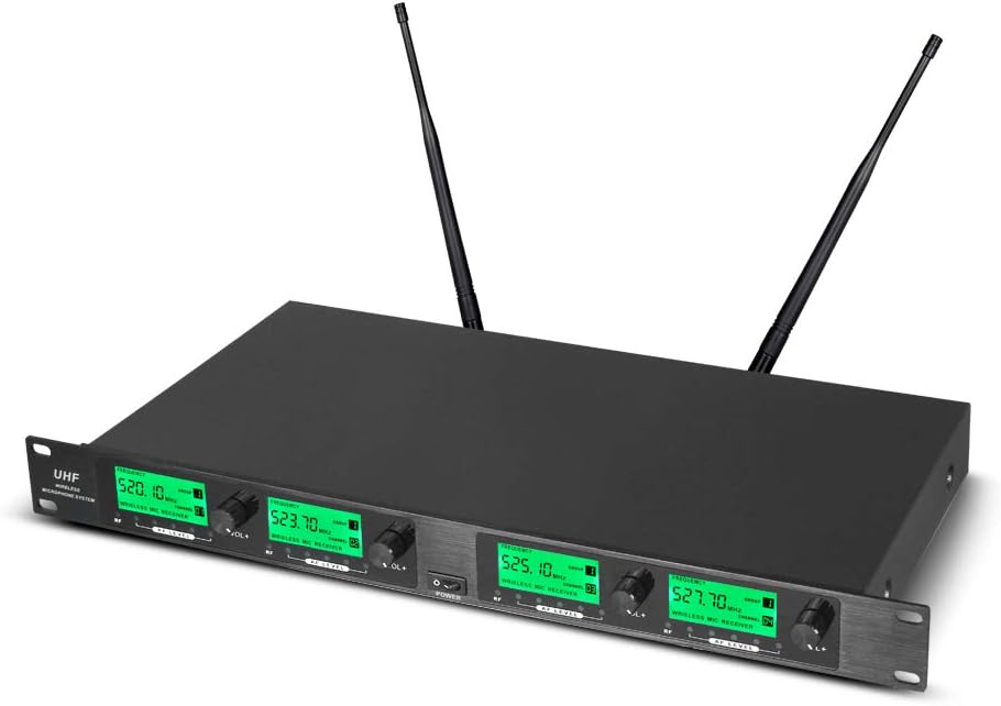 AUCT 22492 - $139 Wireless Microphone System Pro UHF 4 Channel 4 Lavalier Bodypacks 4 Lapel Mic 4 Heads - Image 4