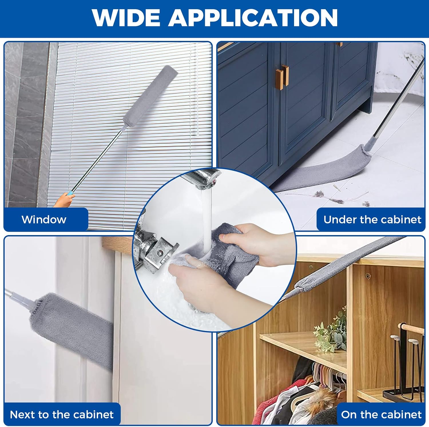 AUCT 22017 - Retractable Gap Dust Cleaner Cleaning Tools with 2 Microfiber Dusting Cloths Long Handle 6 - Image 3