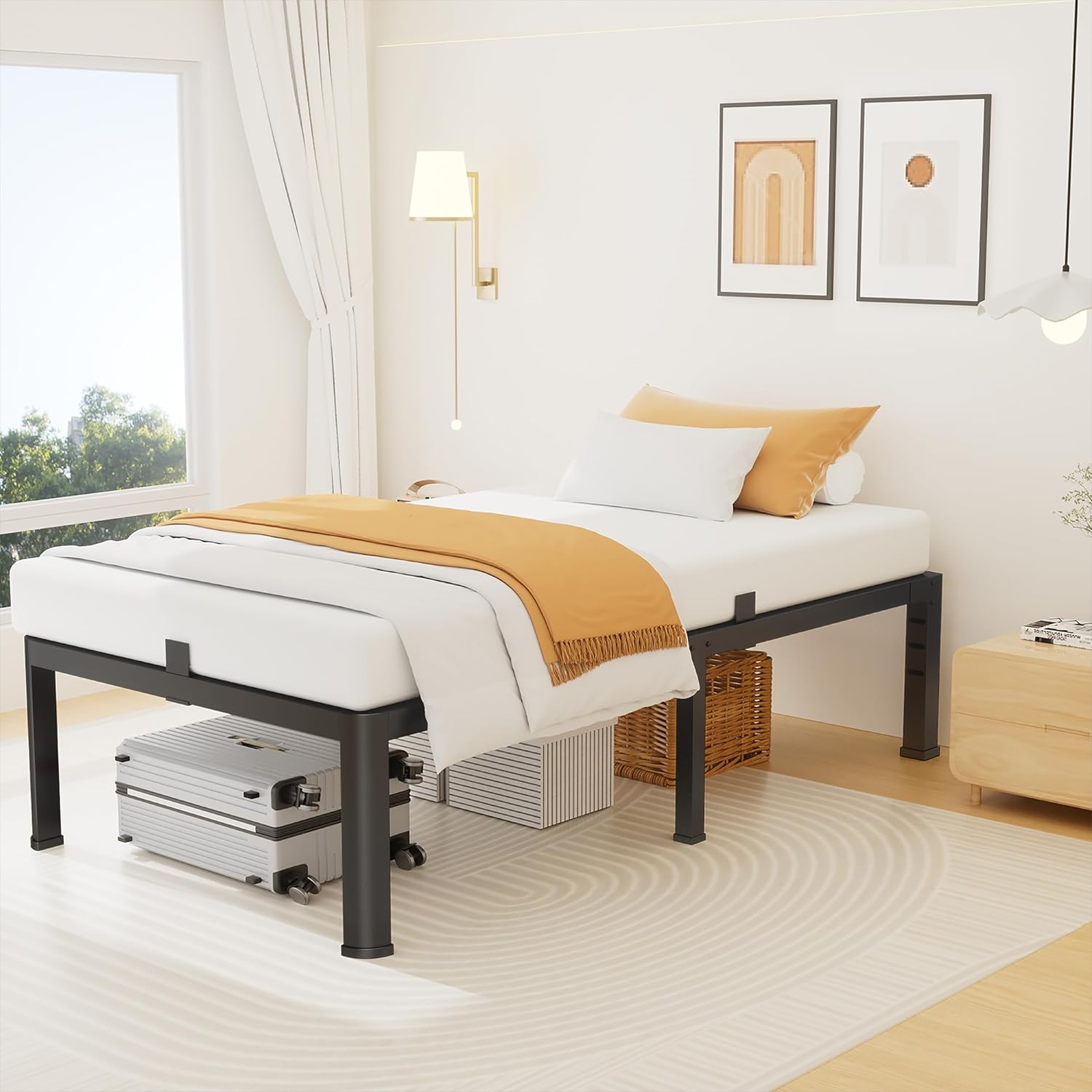 AUCT 20272 - $93 Superay 14 Inch Twin XL Metal Bed Frame with Rounded Leg, Mattress Stopper - Image 3