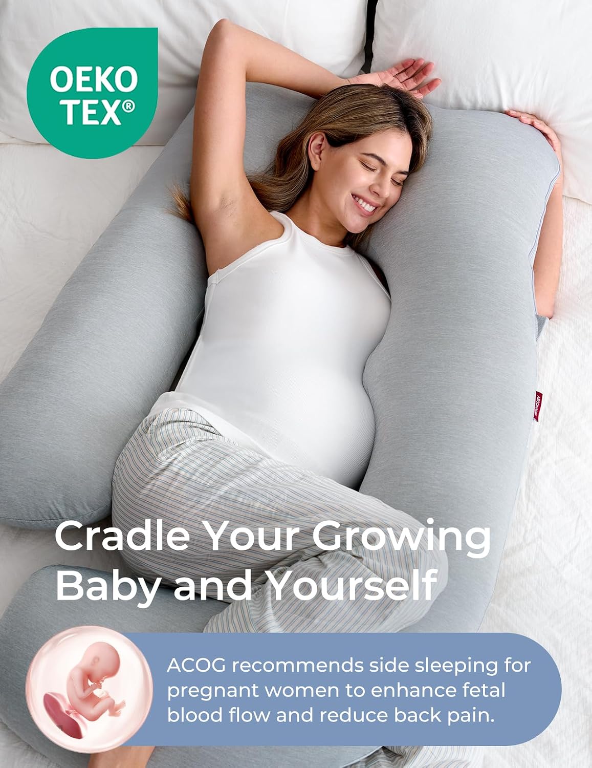 AUCT 20800 - $65 Momcozy Cooling Pregnancy Pillow - U Shaped Full Body Maternity Pillow - Image 3