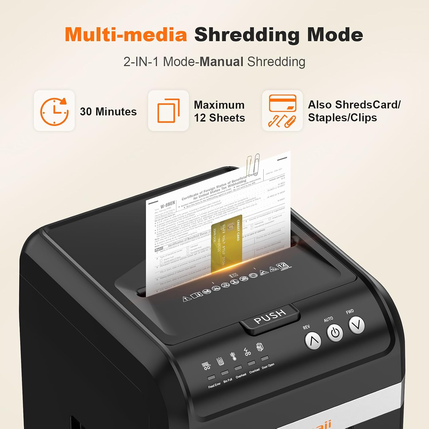 AUCT 22626 - $300 Bonsaii 200-Sheet Auto Feed Micro Cut Heavy Duty Paper Shredder for Office - Image 3