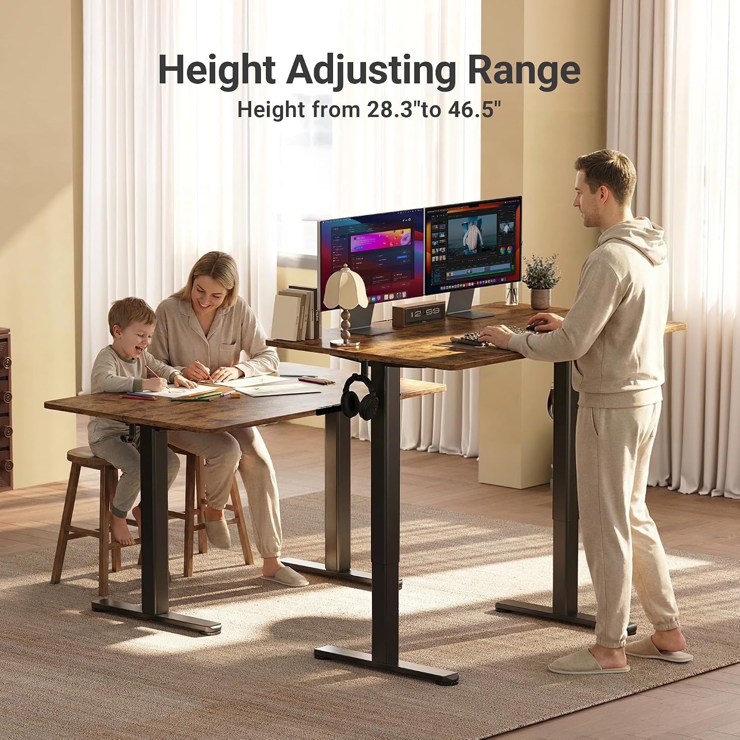 AUCT 22637 - $110 Claiks Electric Height Adjustable Standing Desk, 48x24 Inch, Rustic Brown - Image 4