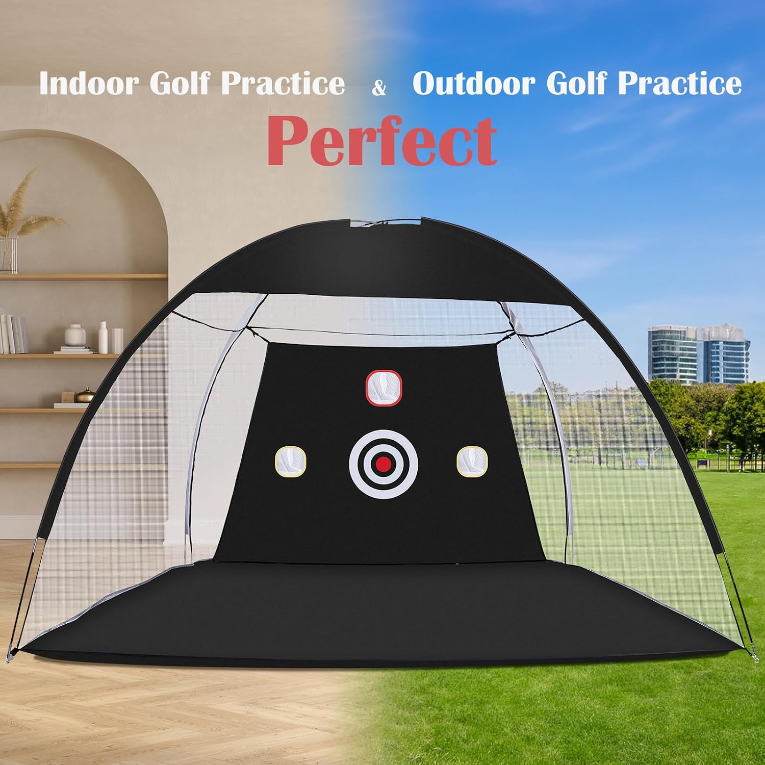 AUCT 21489 - 10 x 7ft Backyard Golf Practice Net with Mat for Indoor/Outdoor Hitting - Image 3