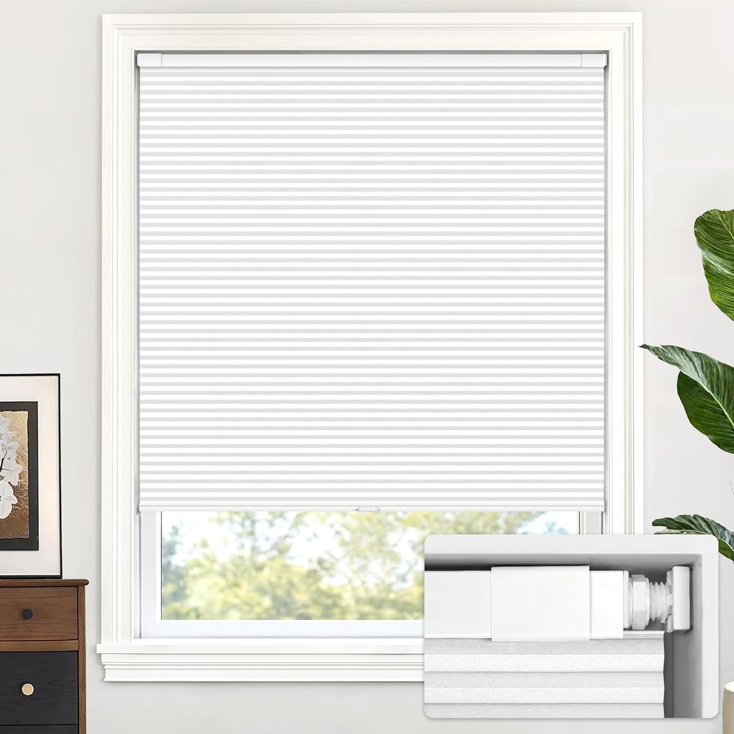 AUCT 22089 - $72 LazBlinds No Drill Cordless Cellular Shades, 30 1/2"W 64"H, Silver White