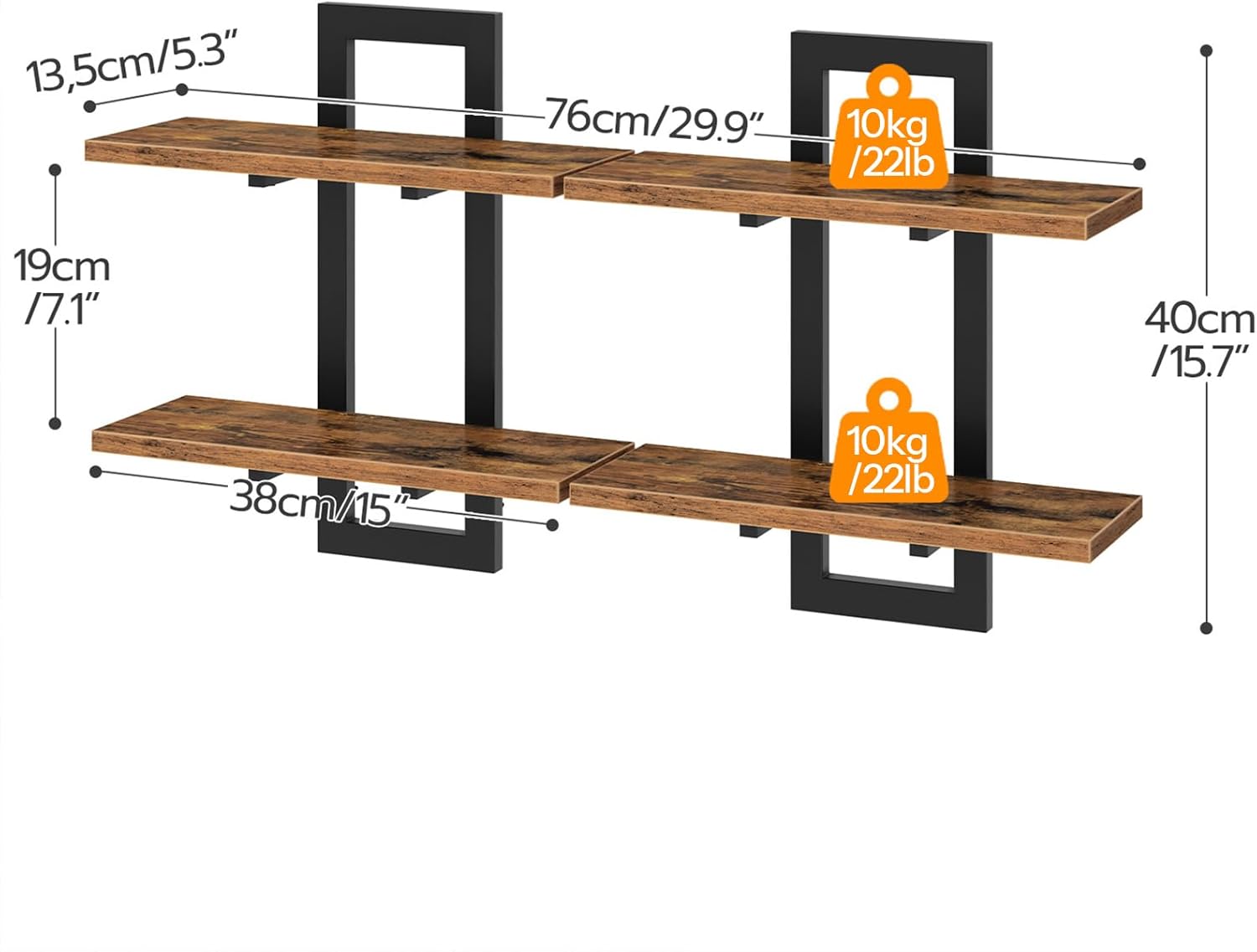 AUCT 21546 - HOOBRO Floating Shelves for Wall, 15" Wall Shelf Set of 2, Wall Mounted Storage Shelves 2- - Image 2