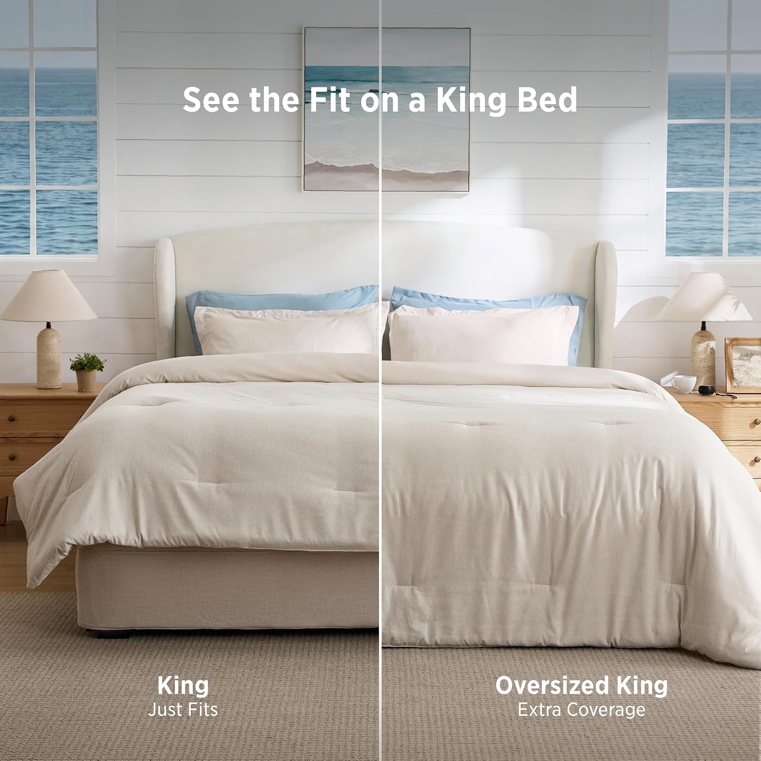 AUCT 20465 - Bedsure King Size Comforter Set, Beige Soft Cationic Dyed Bed Set 3 Pcs - Image 4